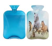 Running Horse Animal Hot Water Bottle with Cover, 2L Hot Water Bag for Pain Relief, Neck Soft and Shoulder, Hand Feet Warmer, Hot and Cold Compress for Adult Kids