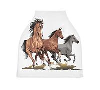 Running Horse Art Stretchy Baby Car Seat Cover,Canopy Nursing Covers,Soft Breathable Windproof Scarf Changepad for Winter Infant Breastfeeding Boys