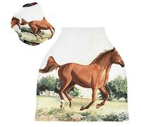 Running Horse Art Stretchy Baby Car Seat Cover,Canopy Nursing Covers,Soft Breathable Windproof Scarf Changepad for Winter Infant Breastfeeding Boys