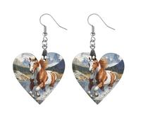 Running Horse Artistic Wooden Earrings Pendant Vintage Earring Hooks Trendy Vacation Dangle Boho Eardrop Star