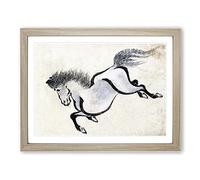 Running Horse By Katsushika Hokusai Asian Japanese Framed Print | A2 Oak Framed Wall Art | Ready to Hang | Asian Animal Picture | Living Room Bedroom Lounge Office