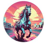 Running Horse City Sky 1000 Piece Round Puzzle Creative Seeking A Challenging And Relaxing Activity Games for Adults And Kids 1000pcs (67.5x67.5cm)