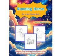 Running Horse - Dot To Dot Coloring books for Adults Teenagers Kids Relaxation 48 Pictures , Large Print Size, Activity book，Elephants, lions, zebras, rabbits, fish, camels, whales, etc