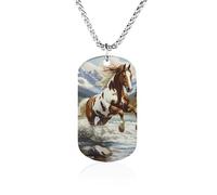 Running Horse Funny Memorial Necklace Lightweight Printed Photo Necklaces Metal Tag Pendant
