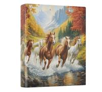 Running Horse Herd Golden Blue 3 - Ring Binders with 1.57" Round Rings Fit 200 Sheets of 8.5x11 Inches Paper for School Meeting Office Classroom Home, 12.4x10.63x2.36 Inches