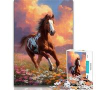 Running Horse Jigsaws Puzzles 1000 Pieces for Adults Gifts,Staycation Kill Time Every Piece Is Unique - Challenging Family Fun Game (38x26cm)