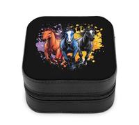 Running Horse Leather Jewelry Box Jewelry Organizer Boxes Mini Storage Case for Women Travel Gift