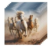 Running Horse Painting Cloth Napkins Set of 6, Dinner Napkins Cloth 50 x 50 cm, Soft & Comfortable Reusable Napkin for Party Wedding Napkins