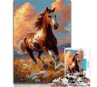 Running Horse Puzzles for Adults Teens 1000 Pieces,Stress Reliever Staycation Kill Time with Matching Poster And Trivia Sheet (50x75cm)