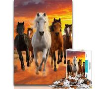 Running Horse Puzzles for Adults Teens 1000pc Puzzle,Challenging Game Toys Every Piece Is Unique - Challenging Family Fun Game 50x75cm