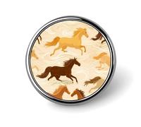 Running Horse Race Enamel Lapel Pin Round Badge Brooches for Women Men Jewelry Backpack Hats Decor