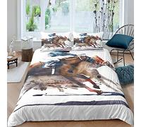 Running Horse Rider Duvet Cover Girls Adult Double Art Painting Bedding Set Modern Exciting Horse Racing Comforter Cover For Kids Children Soft Luxury Princess Style Bedspread Cover 3pcs Bedding Set