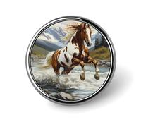 Running Horse Round Brooches Colorful Fashion Button Pins Badge for Backpacks Shirts Scarf