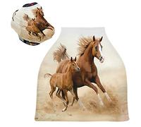 Running Horse Stretchy Baby Car Seat Cover,Canopy Nursing Covers,Soft Breathable Windproof Scarf Changepad for Winter Infant Breastfeeding Boys
