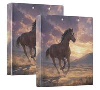 Running Horse Sunset 3 Ring Binders 1.5 Inch Clear View Three Ring Binders Versatile Binder Fits 200 Sheets 2 Pack
