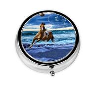 Running Horse This Small, Round Pill Box is a Portable Travel Medicine Organizer with Three compartments for Storing Daily medications.