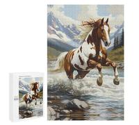 Running Horse Vertical Wooden Jigsaw Puzzles for Adults Challenge Intelligent Puzzle Letter on Back Picture Home Decor
