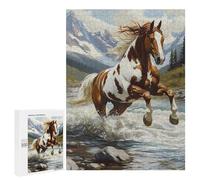 Running Horse Vertical Wooden Jigsaw Puzzles for Adults Challenge Intelligent Puzzle Letter on Back Picture Home Decor