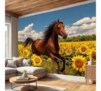 Running Horse Wallpaper - Pastoral Style Self-Adhesive, Removable, and Easy to Apply for Living Room, Kitchen, Or Bathroom (400×280 Cm, Mixed Colors)