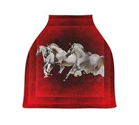 Running Horse White Stretchy Baby Car Seat Cover,Canopy Nursing Covers,Soft Breathable Windproof Scarf Changepad for Winter Infant Breastfeeding Boys