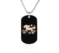 Running Horse with Moon Funny Memorial Necklace Lightweight Printed Photo Necklaces Metal Tag Pendant