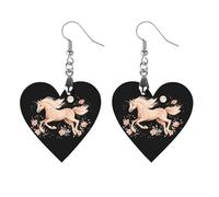 Running Horse with Moon Trendy Wooden Earrings for Women Boho Charms Studs Lightweight Dangle Drop Pendant Star