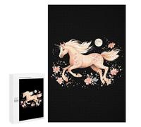 Running Horse with Moon Vertical Wooden Jigsaw Puzzles for Adults Challenge Intelligent Puzzle Letter on Back Picture Home Decor