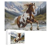 Running Horse Wooden Jigsaw Puzzles for Adults Challenge Intelligent Puzzle Letter on Back Picture Home Decor