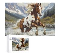 Running Horse Wooden Jigsaw Puzzles for Adults Challenge Intelligent Puzzle Letter on Back Picture Home Decor