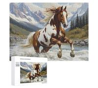 Running Horse Wooden Jigsaw Puzzles for Adults Challenge Intelligent Puzzle Letter on Back Picture Home Decor