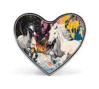 Running Horses Artistic Fantasy River Enamel Lapel Pin Heart Badge Brooches for Women Men Jewelry Backpack Hats Decor