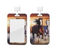 Running Horses Badge Holder with Lanyard Heavy Duty Waterproof Card Holder Name Tag for Nurse Office