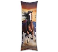 Running Horses Body Pillow Cover with Zipper Closure Super Soft and Cozy Body Pillow Case Long Body Pillowcases Modern Decorative Long Pillow Case Bed Pillow Shams 53.1x18.9 Inch