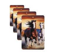 Running Horses Car Air Fresheners Cards 4 Pcs Hanging Fragrance Scented Cards Long-Lasting Car Aromatherapy Tablets for Wardrobe Bathroom Car Interior Mirror Pendant Gifts