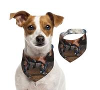 Running Horses,Dog Bandanas Cotton Pet Scarf Adjustable Bibs for Pet,L