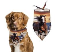 Running Horses Easter Dog Bandanas for Small Medium Large Dogs,Cat Dogs,Pet Scarf - Polyester Cute Bibs.Triangle Pet Scarf for Puppy Pet,Personalized Birthday/Party Fun Idea Gift