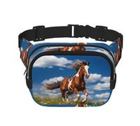 Running Horses Fitness travel shoulder bag, fashionable and casual waist bag, square double-layer waist bag, Black, One Size, Black, One Size
