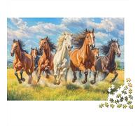 Running Horses Group 1000 Pieces Extra-Thick Cardboard DIY Jigsaw Puzzle, Cognitive Development & Rehabilitation Puzzle, Leisure Activity, Premium Quality Puzzle 52x38cm/1000pcs