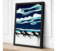 Running Horses in Snow Canvas Wall Art Print 18x12 Inch