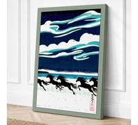 Running Horses in Snow Canvas Wall Art Print 18x12 Inch (46 x 30 cm)