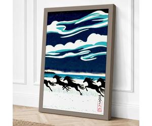 Running Horses in Snow Canvas Wall Art Print 18x12 Inch (46 x 30 cm)