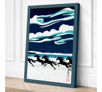 Running Horses in Snow Canvas Wall Art Print 36x24 Inch (91 x 61 cm)