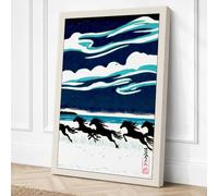 Running Horses in Snow Canvas Wall Art Print 36x24 Inch (91 x 61 cm)