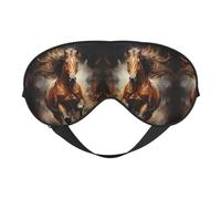 Running Horses in The River Prints Double-Sided Eye Mask Adjustable Design Light-Blocking and Breathable Suitable for Rest and Travel.