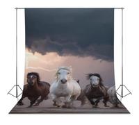 Running Horses in Thunder Backdrop for Photography 56"x118" | Funny Photo Backdrop Background for Photoshoot Screen Parties Curtain