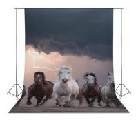 Running Horses in Thunder Backdrop for Photography 56"x98" | Funny Photo Backdrop Background for Photoshoot Screen Parties Curtain