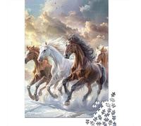Running Horses Jigsaw Puzzle for Adults 1000 Piece Jigsaw Puzzle Paper Nature Scene Focus Training Relax Home Decor 38x26cm/1000pcs