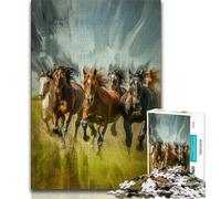 Running Horses Jigsaw Puzzles for Adults 1000,Challenging To Complete But Fun And Humorous Unique Home Decor And Gifts (38x26cm)