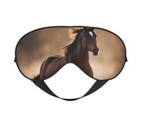 Running Horses Print Silk Sleep Mask with Adjustable Buckle Stylish Eye Mask for Women Travel Nap Shift Work Office