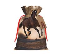 Running Horses Print Small Drawstring Pouch For Gifts,Reusable Gift Bag,For Holiday And Party Presents